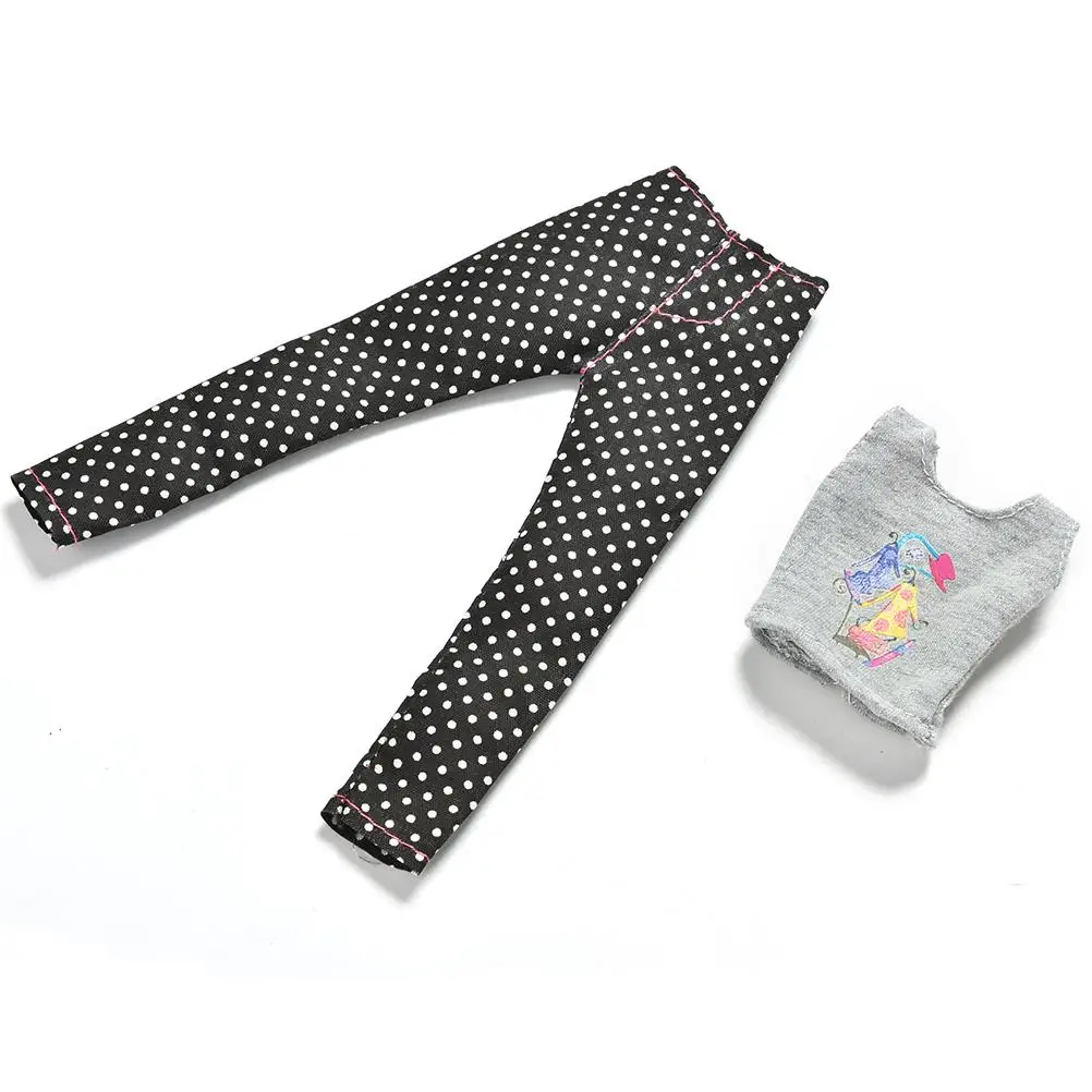 Летний комплект жилет и брюки с мультяшным принтом в горошек для кукол | Игрушки