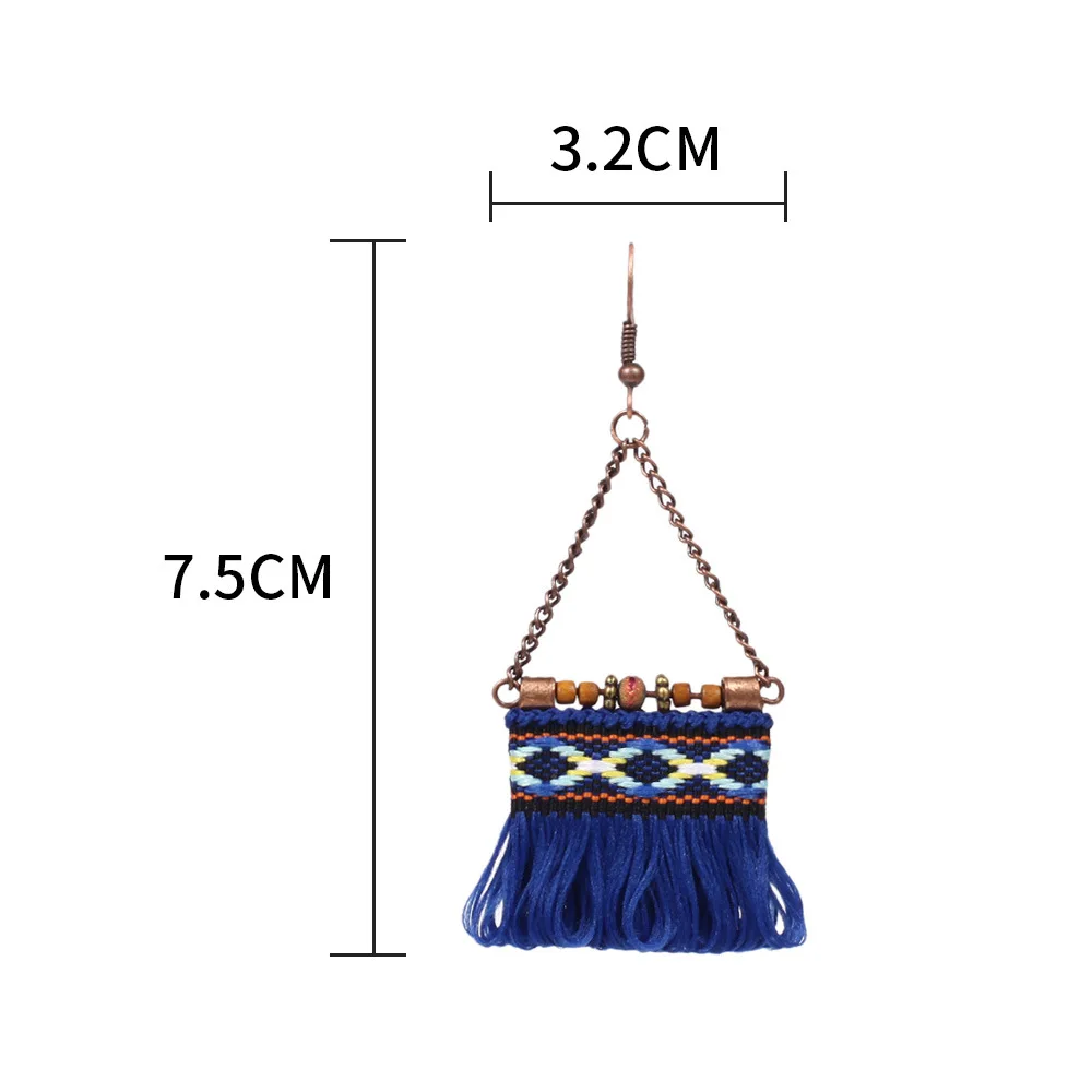 HC Vintage Wooden Bead Tassel Earring Fashion Triangle Pendant Boho Earrings Women Ethnic Style Jewelry Bohemian Drop F | Украшения и