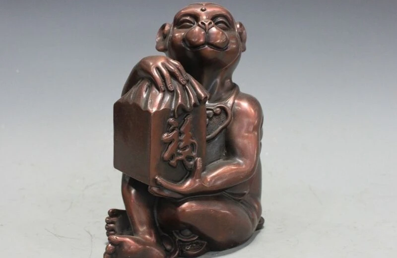 Китайская Красная бронзовая медная домашняя статуя фэн шуй притягивает