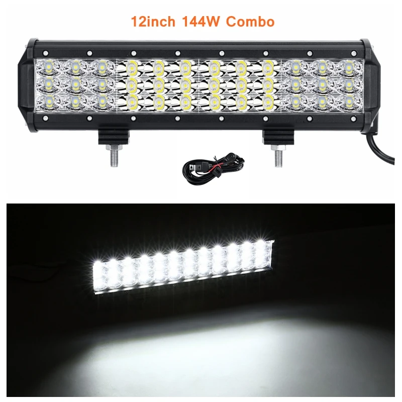 12inch 144W Combo Oslamp светодиодный светильник " 7" " 12" 2" 23" 2" 31" 4" 50 дюймов светодиодный светильник для внедорожника ATV 4x4 4WD трейлер грузовик 12 24v - Цвет: 12inch 144W Combo