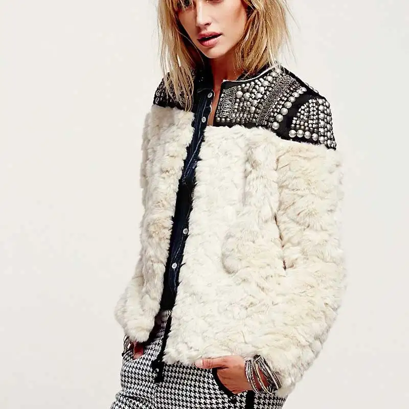 Богемный Вдохновленный Панк пальто из искусственного меха Женское с заклепками