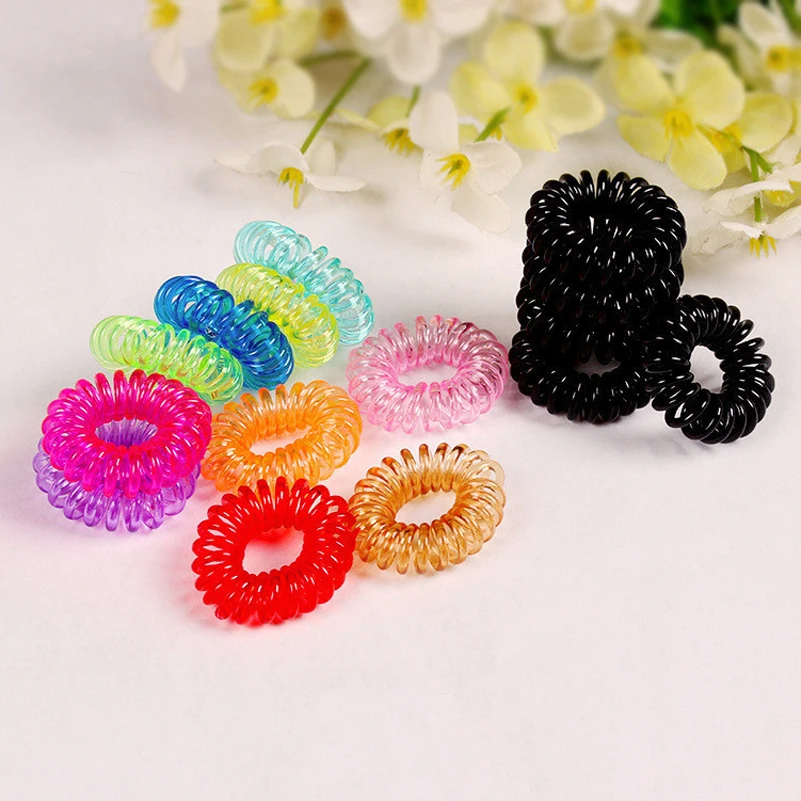 

100 Pcs/Lot Korea Hot Rope Wholesale Telephone Wire Hair Band Accessories Rubber Girl Gum