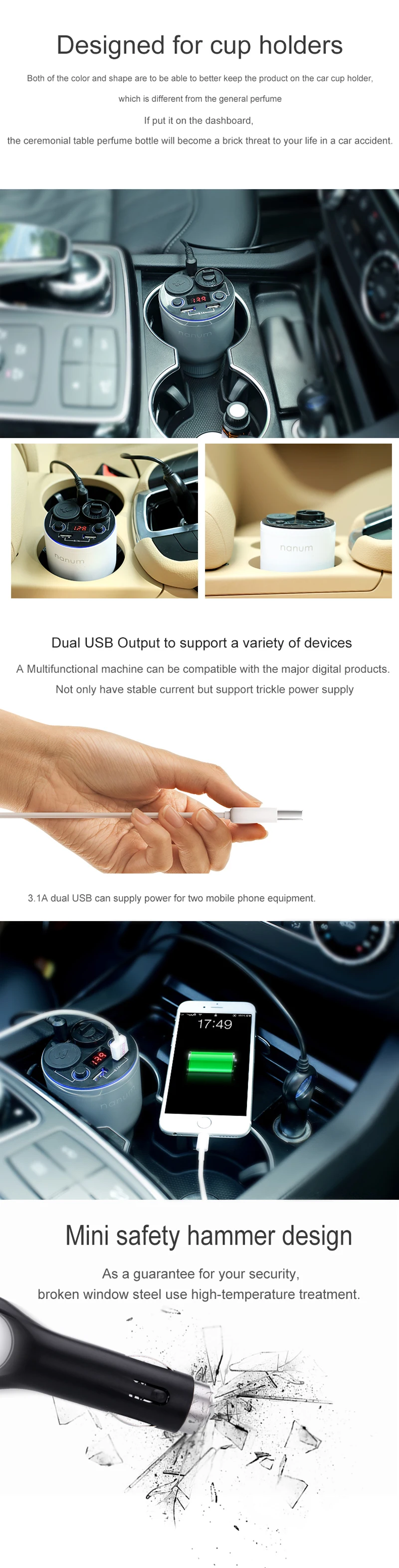 Mutli-функция автомобильный освежитель воздуха 3.1A Dual USB Порты и разъёмы автомобиля Зарядное устройство Воздухоочистители для Офис аромат чашки прикуривателя