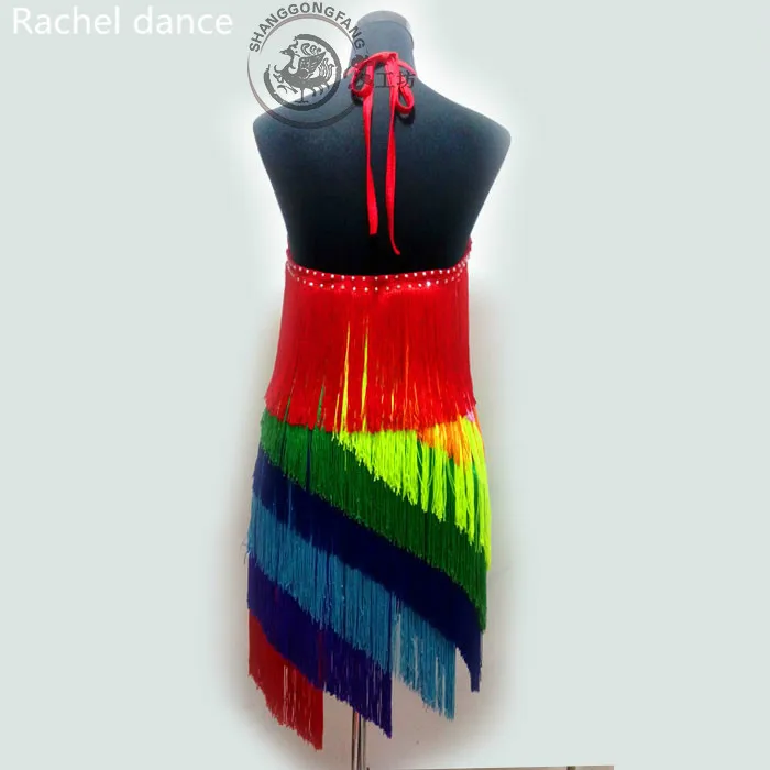 

Fringe Latin Dancing Clothing Harness Pearl Style Back Open Sleeveless Samba Tango Dance Costumes Tassel Latin Dance Dress Set