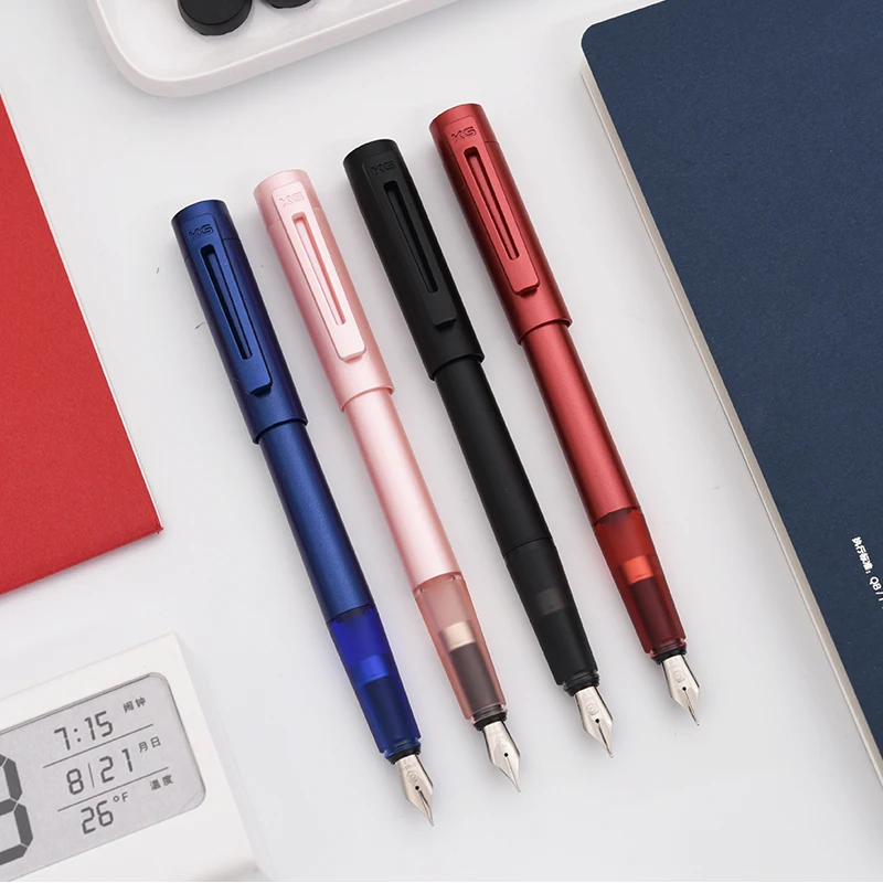 Kaco Sky Series Fountain Pen Premium Plastic Ink Pens Extra Fine Nib 0.38mm Metallic Color Black Blue Pink Red with Gift Box |