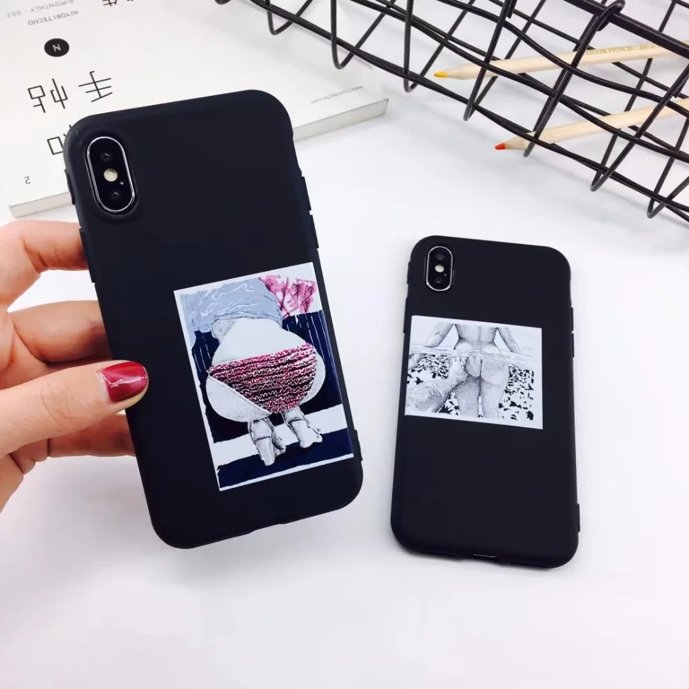 IMIDO Funny Cartoon Phone Case For iphone X Cover Touch arse sexy Abstract Letter Print 6S 6 Plus 7 8 plus | Мобильные телефоны и