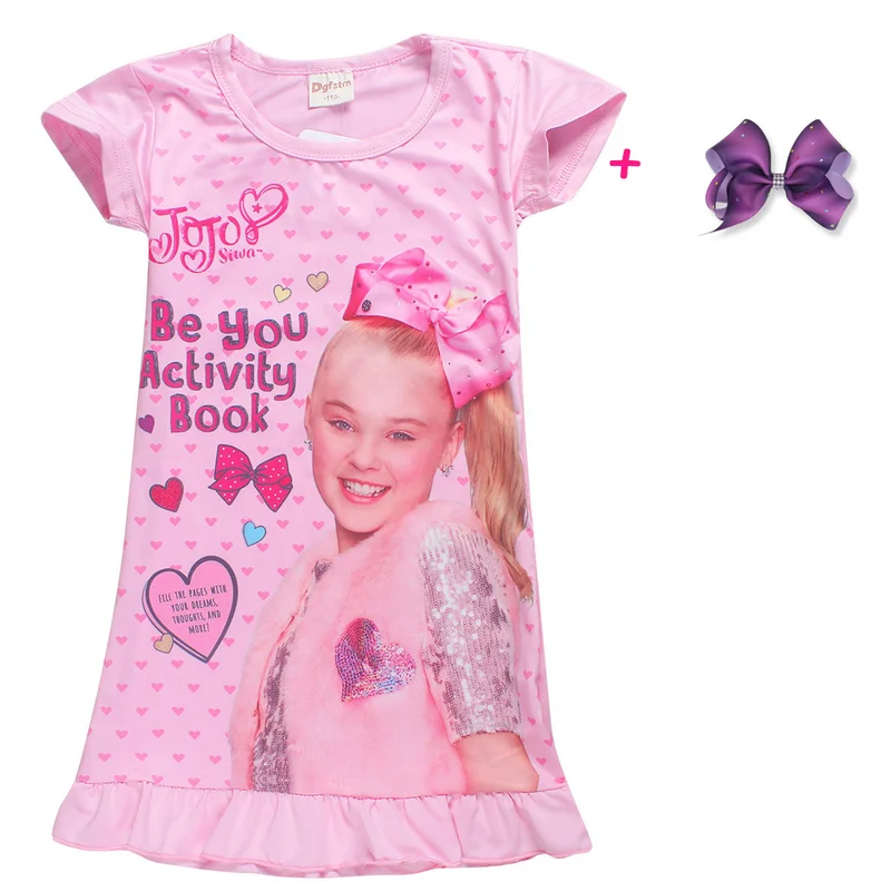 Платье для девочки Новинка модное платье принцессы Jojo Siwa + Бант ночная рубашка