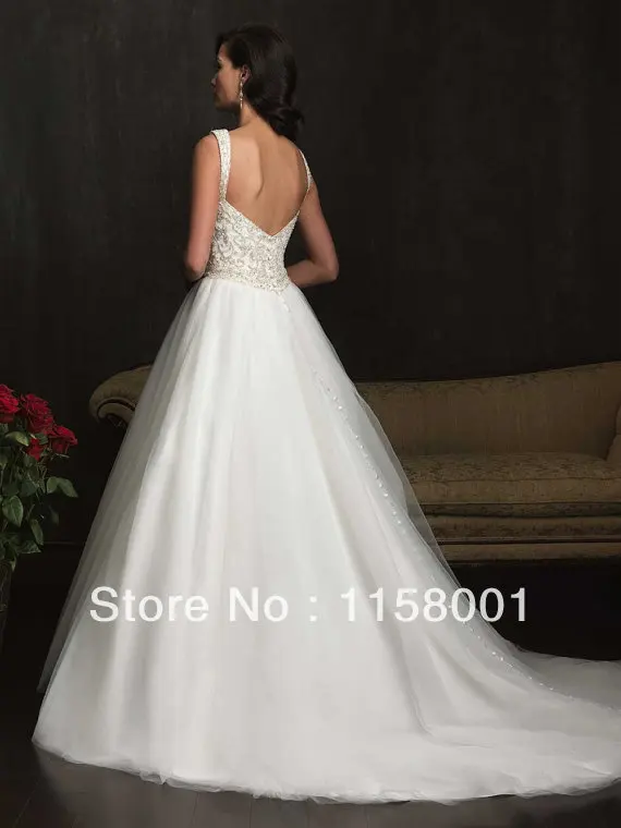 Wedding Dresses Casual Cocktail Weddings Classy Retro A-Line Floor-Length Court Train Beading Scalloped Spaghetti 2015 Discount | Свадьбы и