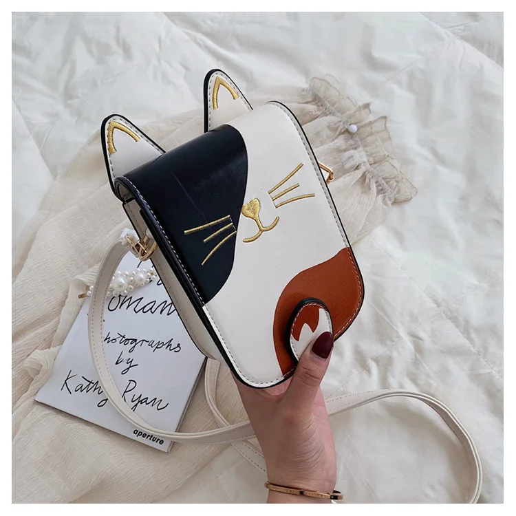 Fashion women Cute Cat Handbag Vintage Shoulder Bags Messenger Bags PU Leather Mini Handbags Cartoon Purse bag