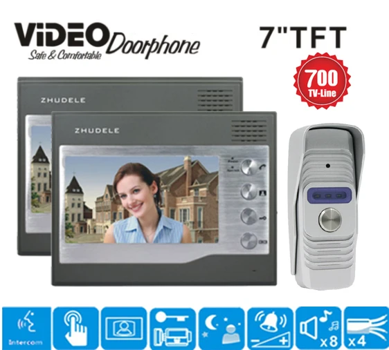 Zhudele 7 &quotВидеодомофоны видео-телефон двери Дверные звонки Системы 700TVL Камера
