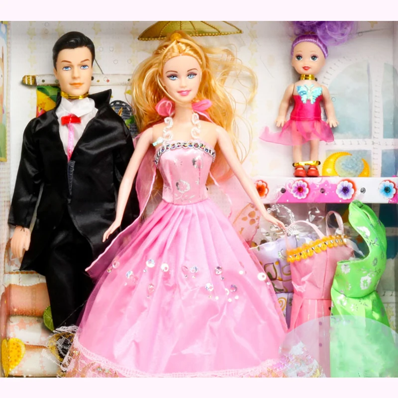 INBEAJY семья 3 человек костюмы для кукол 1 мама/1 Папа/1 маленькая Келли девушка кукла