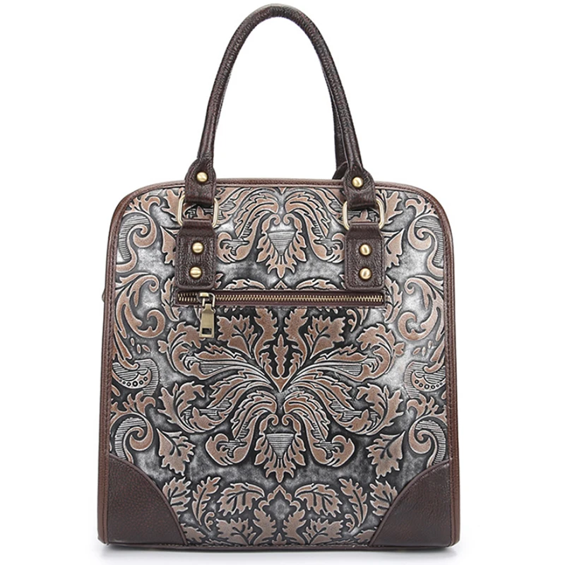 Сумка женская из натуральной кожи с цветочным принтом|genuine leather women bag|large tote bagleather