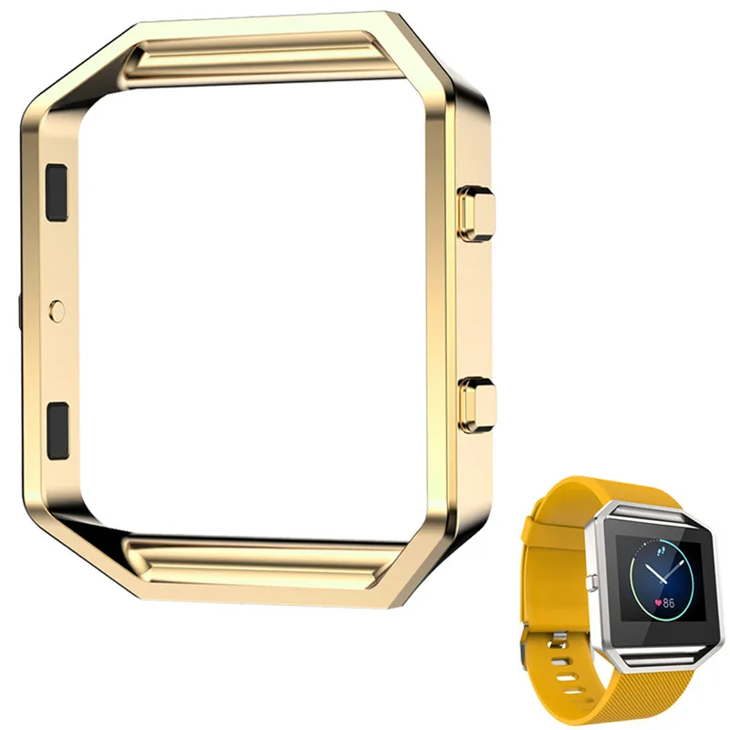 Металлический защитный чехол-рамка, чехол для Fitbit Blaze из нержавеющей стали, Сменный Чехол для отслеживания активности, аксессуары для часов - Цвет ремешка: Gold