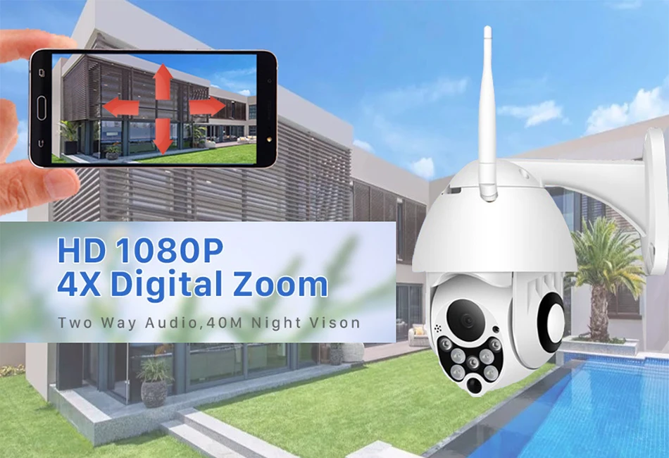 Водонепроницаемый мини ip Wi-Fi ptz-камера 4X цифровой зум HD 1080 P Разрешение реальные P2P Беспроводная купольная камера наружного наблюдения ссtv безопасности