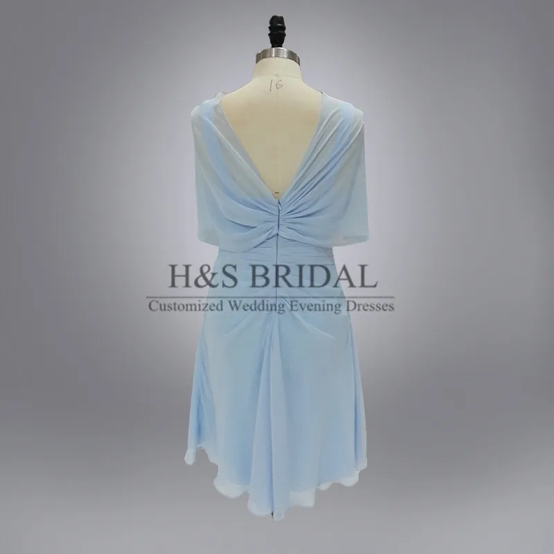 Реальная Модель аппликаций короткое вечернее платье светло-голубое коктейльное