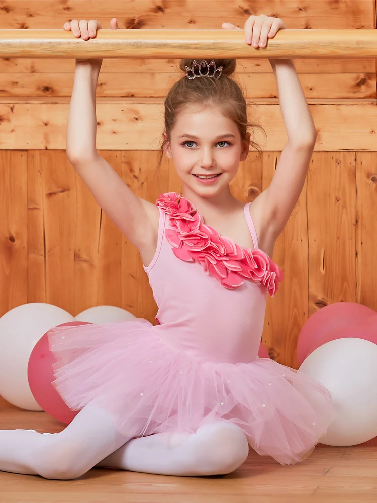 

New Children Dance Dress Ballet Costumes For Girls Ballet Tutu Gymnastics Pratice Performance Dancewear Ballet Dresses Girl Pink