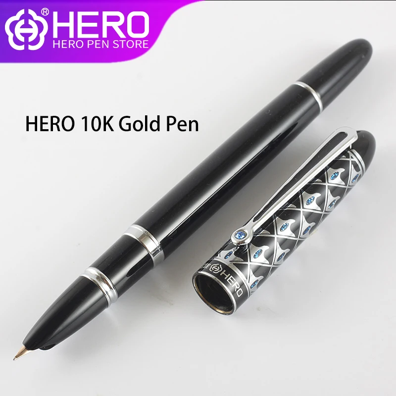 Ручки перьевые Hero с золотым наконечником из кристалла для офиса и делового письма, перо Iraurita с подарочной коробкой, гладкая ручка 1110.