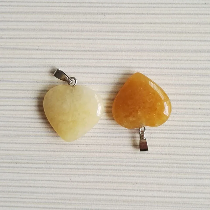

Wholesale 50pcs Hot Sale natural yellow bowlder Stone pendant Charm love Heart Pendants for jewelry making Free shipping