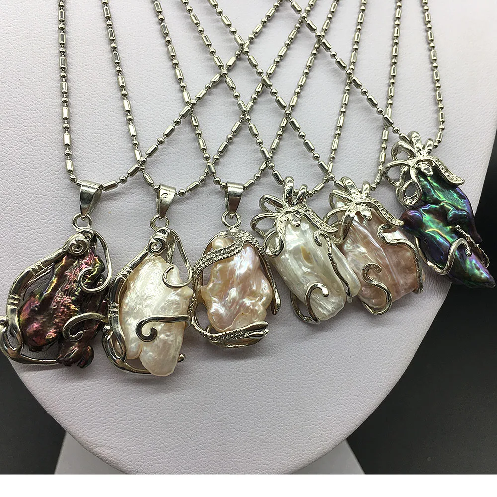 Жемчужное длинное ожерелье с подвеской из натурального пресноводного Бива