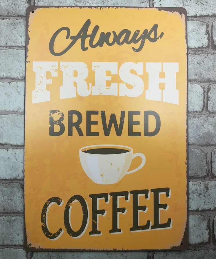 

1 pc Fresh Brewed Coffee Shop Capuccino Latte Tin Plate Sign plate wall man cave Decoration Metal Art Dropshipping Poster metal