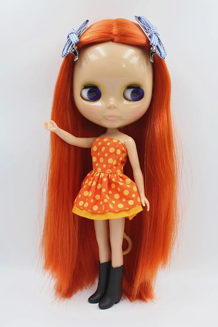 Blygirl кукла оранжевый прямые волосы Blyth Кукла тело мода может переделать макияж Модная Кукла пшеничная мышца