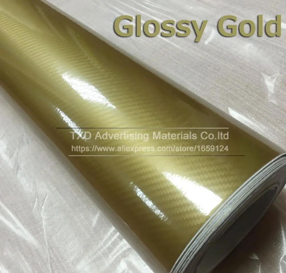 gold Новейшая 5D пленка из углеродного волокна с воздушными пузырьками 3 слоя с размером: 1,52*5 м(5ftx16. 4 фута) в рулоне - Название цвета: gold