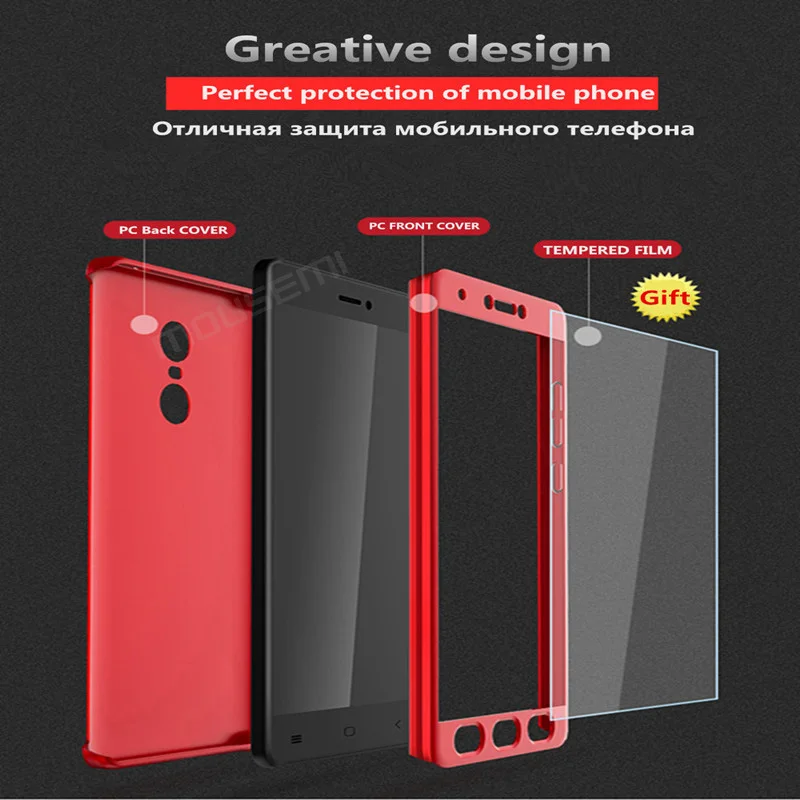 Чехол CAPAME 4x для Xiaomi Redmi со стеклом 360 Полное покрытие Жесткие защитные чехлы