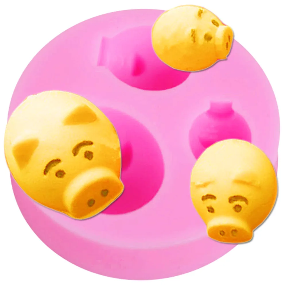 10PCS/SET M410 Three Cartoon Pig Silicone Cake Mold Chocolate Candy Mould Fondant Decorating Tool Kitchen 4.7*4.7*1.5cm | Дом и сад