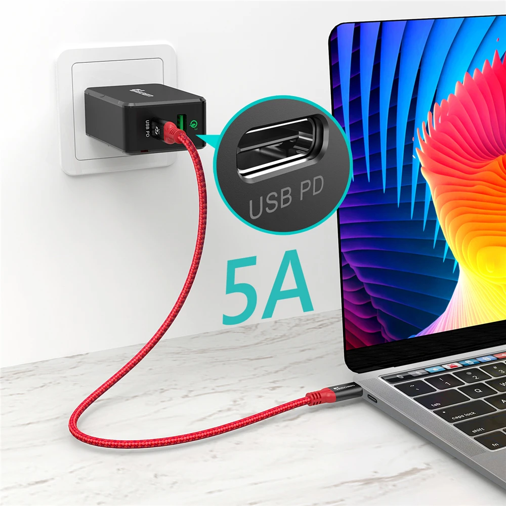 Tiegem Тип USB c 3.1 штекерным Тип-C кабель между USB-C Мощность Быстрая Зарядное устройство PD кабель для Macbook pro Google Pixel 2 S8 S9