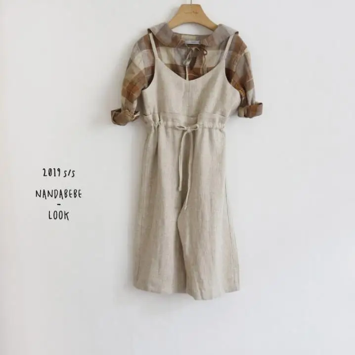 Girl Blouse Toddler Kids Casual Plaid Autumn Clothings Linen T-shirts