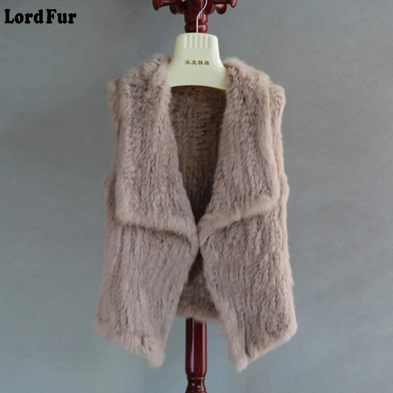 (TopFurMall) женский модный натуральный вязаный жилет из кроличьего меха с отложным