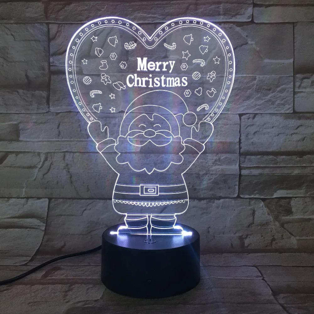 

3D706 Santa Clause 3D LED Light Desk Table lamp Merry Christmas Decoration Gift Kid Holiday USB 7 Colors Change Lava Lamp