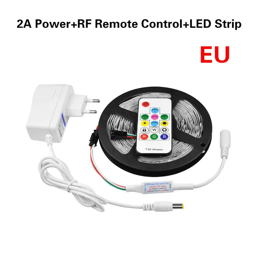 With EU Adapter Цветная светодиодная лента WS2811 под шкаф, светильник светодиодный, светильник, лента для спальни, праздничное украшение, светодиодный, лента, Рождественский светильник ing - Цвет: With EU Adapter