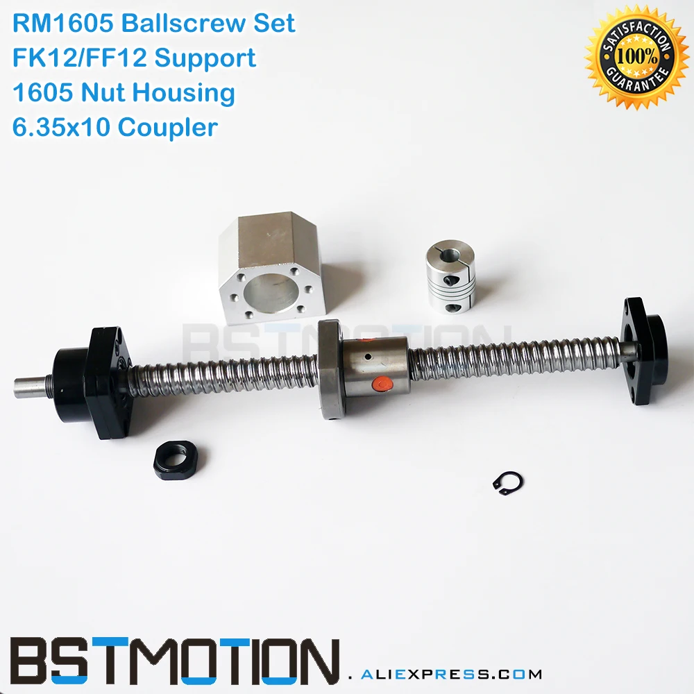 1605 шарикового винта SFU1605 165 мм 200 300 400 500 600 700 800 900 1000 1100 1200 1500+ Ballnut+ шариковая гайка Корпус+ FK12 FF12+ муфта