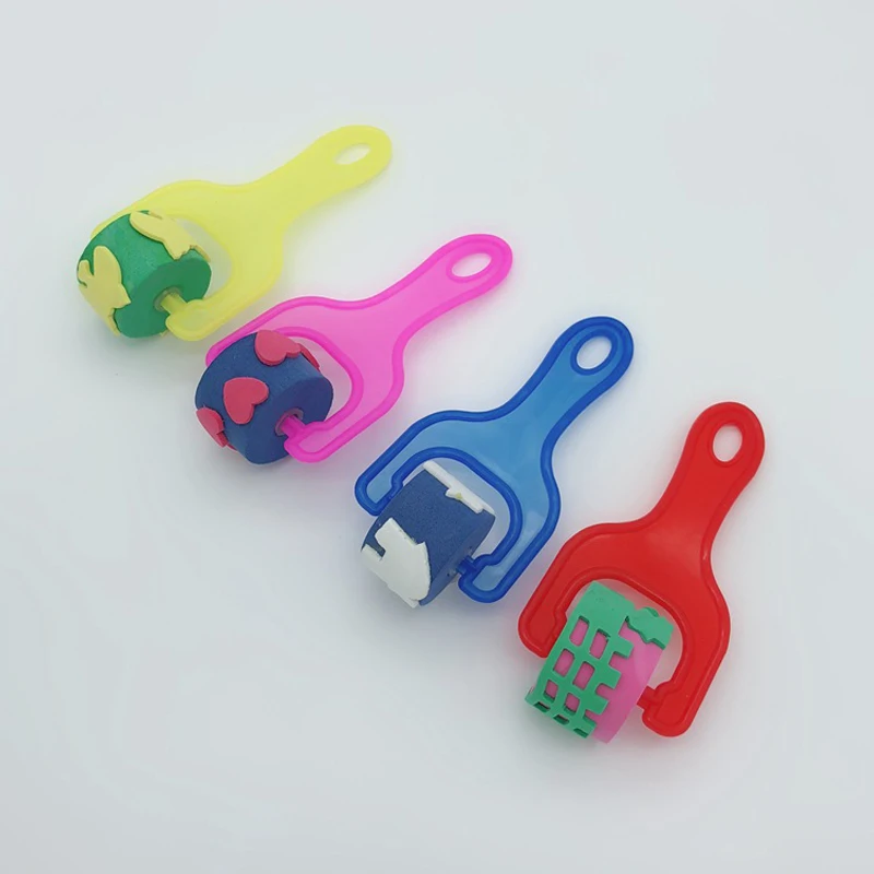 4 шт./компл. губчатый валик для рисования кисть с пластиковыми ручками детский