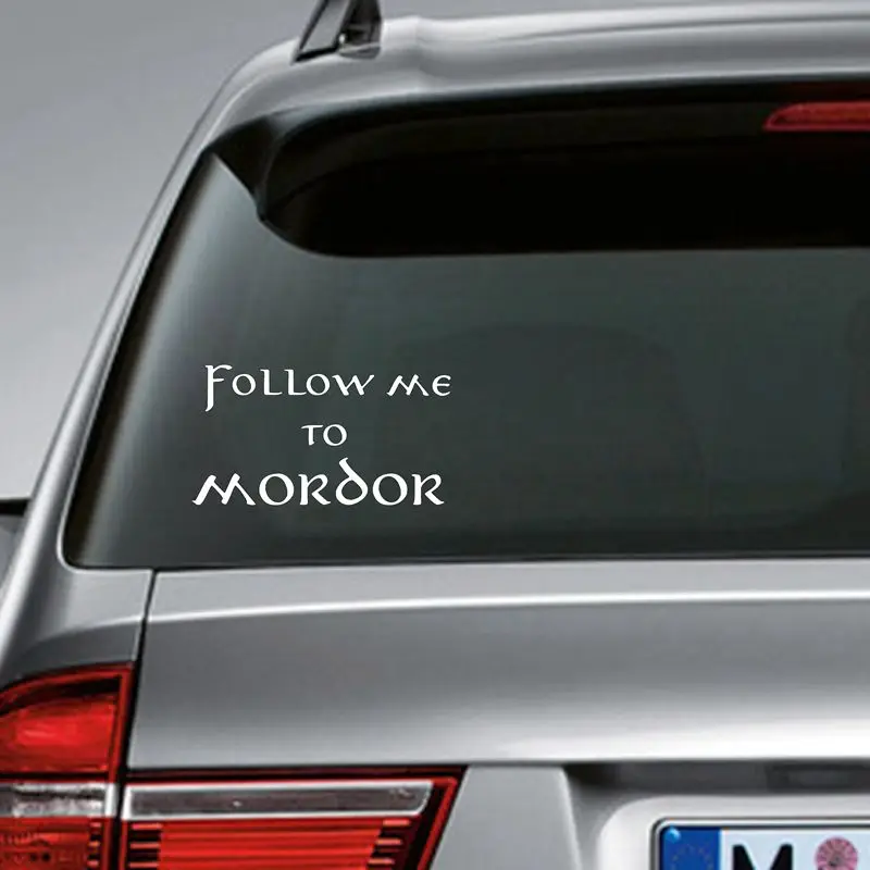 Следуйте за мной в Мордор-Забавный Властелин колец iInspired наклейка на автомобиль, s2081