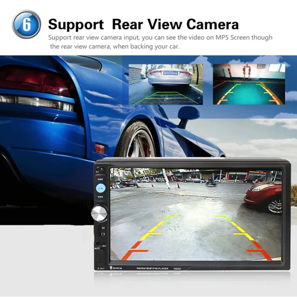 

2Din 7inch 7023D Car Multimedia Center MP4 MP5 Video Player With Bluetooth Function Auto Touch Screen FM Car Radio Player