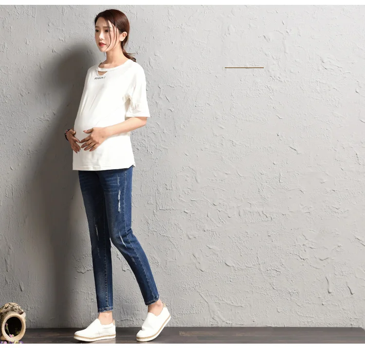 Джинсы для беременных с эластичной резинкой на талии; Одежда для беременных; сезон осень-весна-лето; женские джинсовые брюки для девочек; большие размеры