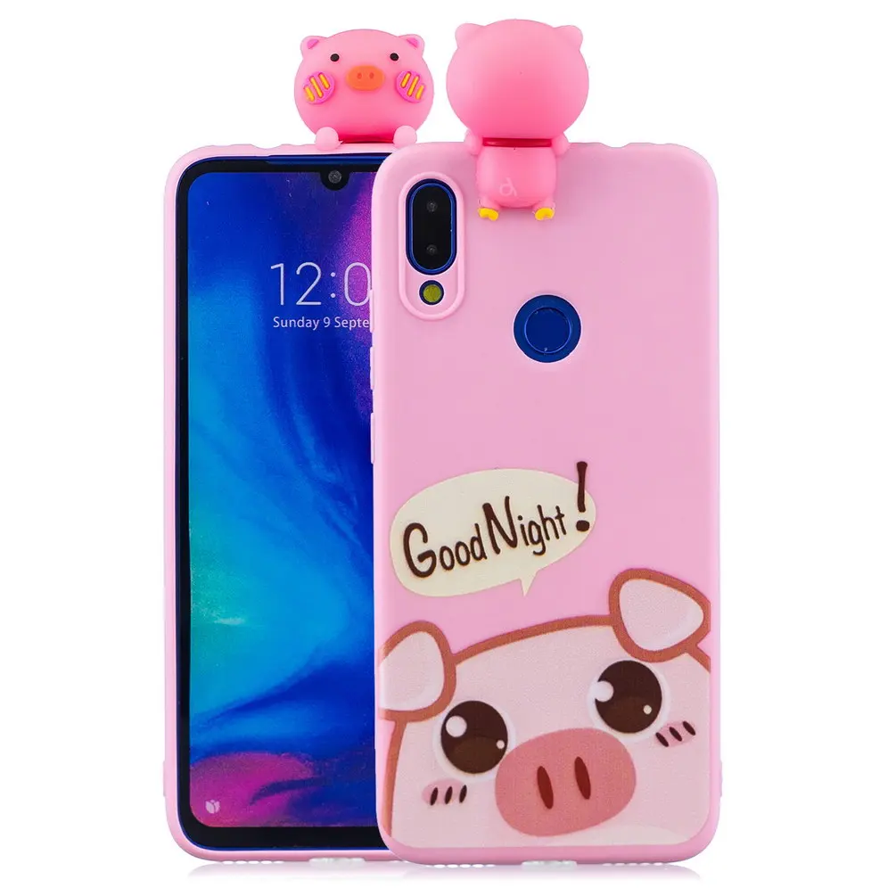 Силиконовый чехол для xiaomi redmi 7 Чехол redmi 7 Мягкий ТПУ 3D чехол Единорог Свинья медведь розовый милый для xiaomi redmi go