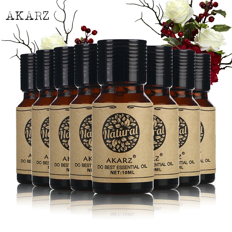 AKARZ  value meals Bergamot Vanilla Honeysuckle Chamomile Jasmine Musk Eucalyptus Osmanthus essential oil 10ml*8
