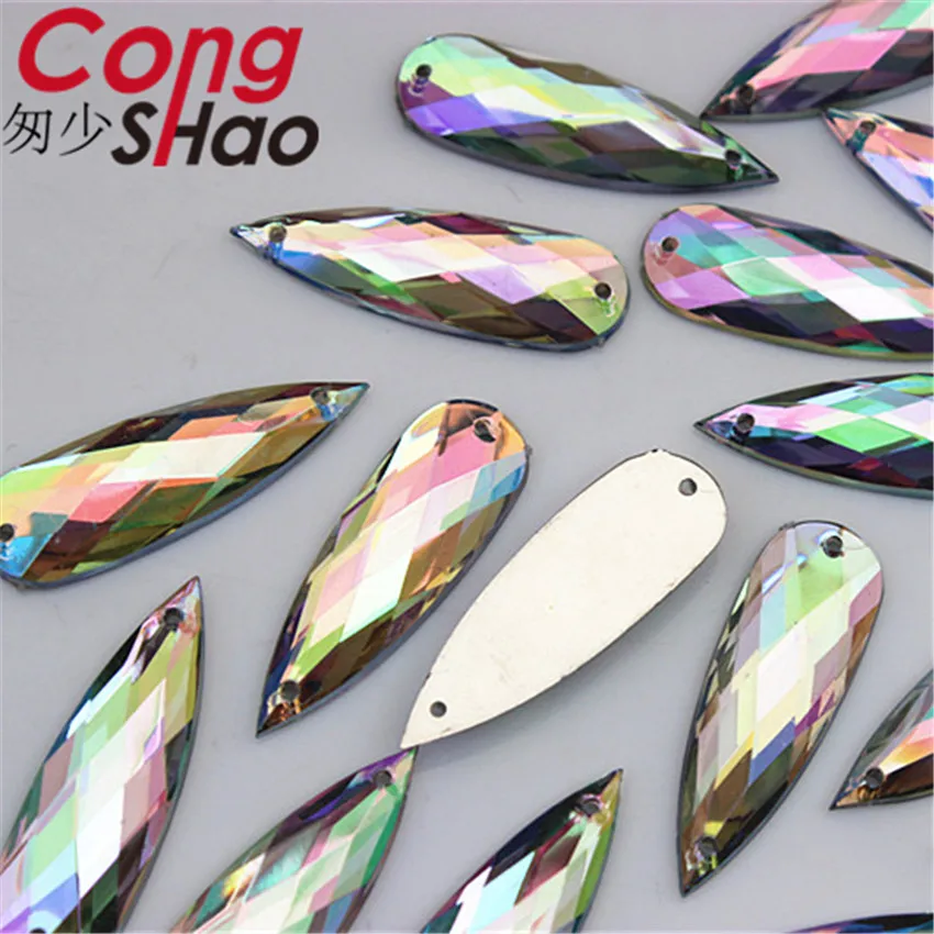Прозрачные AB акриловые хрустальные камни Cong Shao 100 шт. 8*28/10*30 мм с плоской спинкой