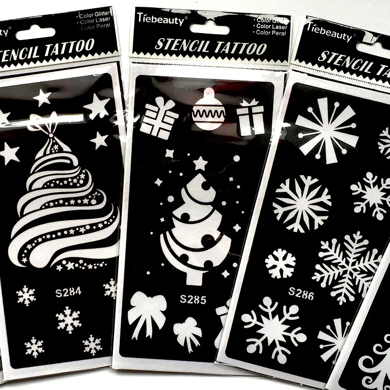 6 шт./компл. Детские трафареты для блестящих татуировок шаблон рождественские