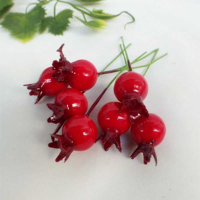 25 Pcs Artificial Flowers Stamens Red berries cherry Fake Smooth Foam Fruit for Wedding Christmas Decoration | Дом и сад