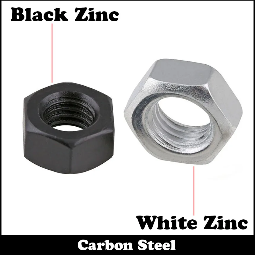 

M2 M2.5 M3 M3.5 M4 M5 M6 M8 M10 White Black Zinc Carbon Steel DIN934 Hexagonal Nuts Full Metric Thread Hex Hexagon Nut