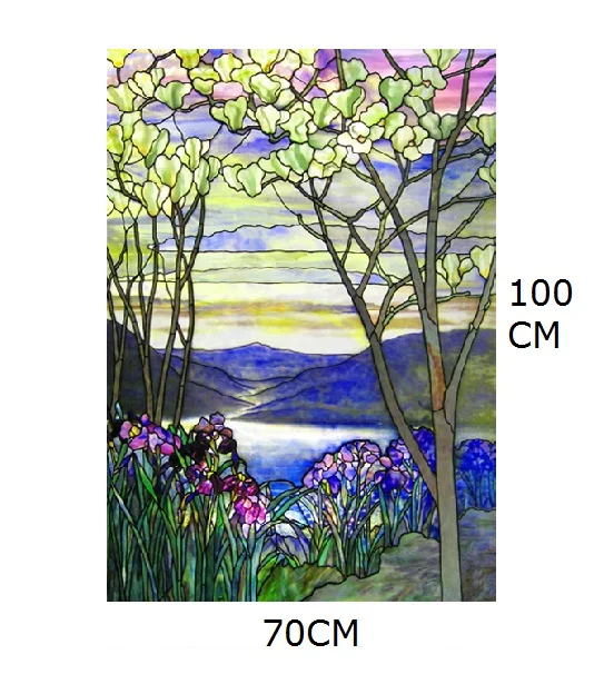 70cm by 100cm Европейская церковная мозаика, стеклянная пленка, витражное окно, непрозрачная наклейка, самоклеящаяся/статическая пленка, декор для конфиденциальности, Индивидуальный размер fl02 - Цвет: 70cm by 100cm