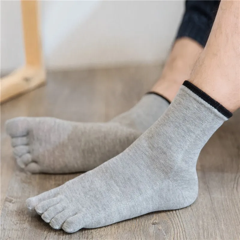 

3 Pairs Men's Five Fingers Socks Gentlemen Pure Cotton Men's Crew Toe Socks