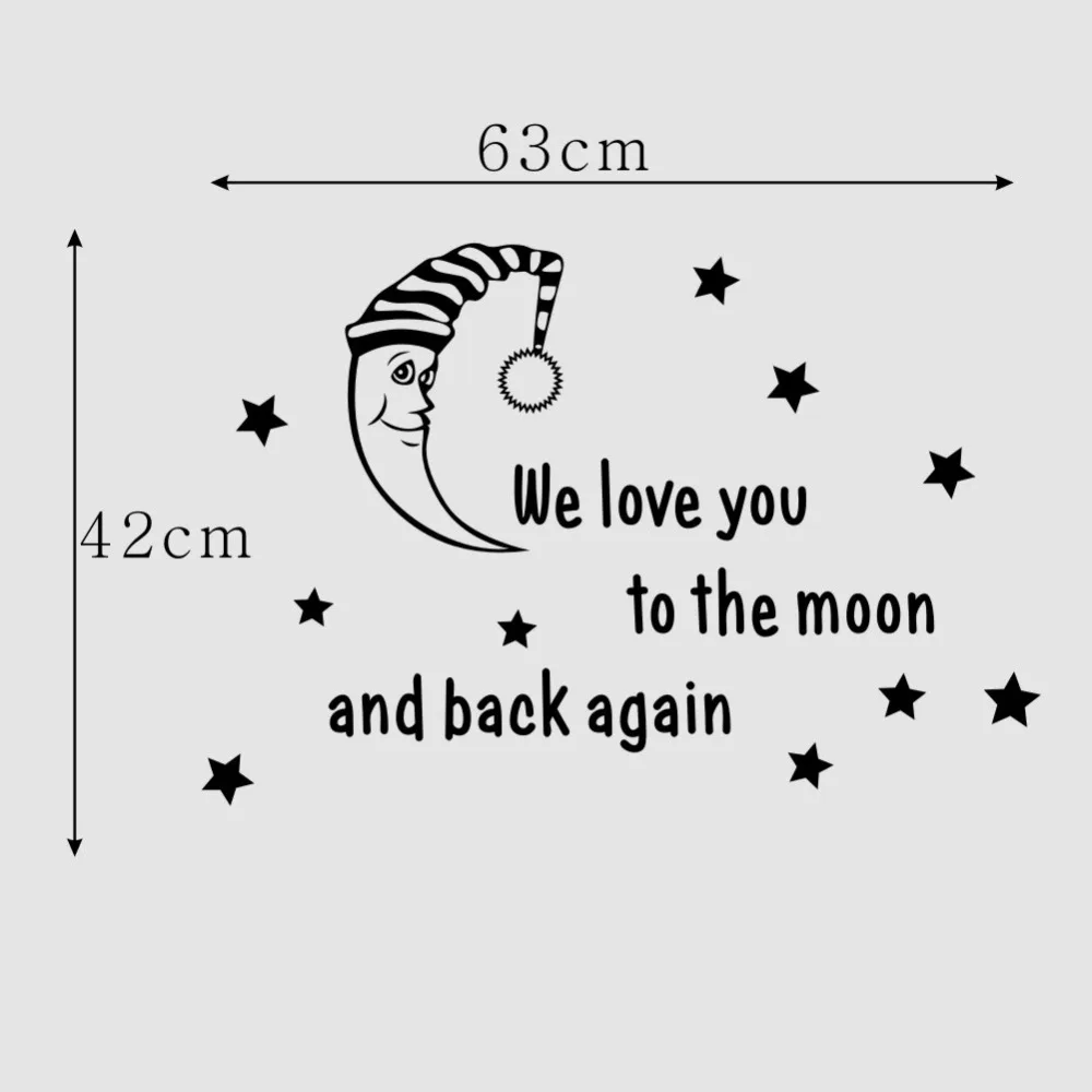 

We Love You To The Moon And Back Again DIY Stars Wall Decal Baby Quote Vinyl Lettering Sticker Bedroom Decor Art Mural
