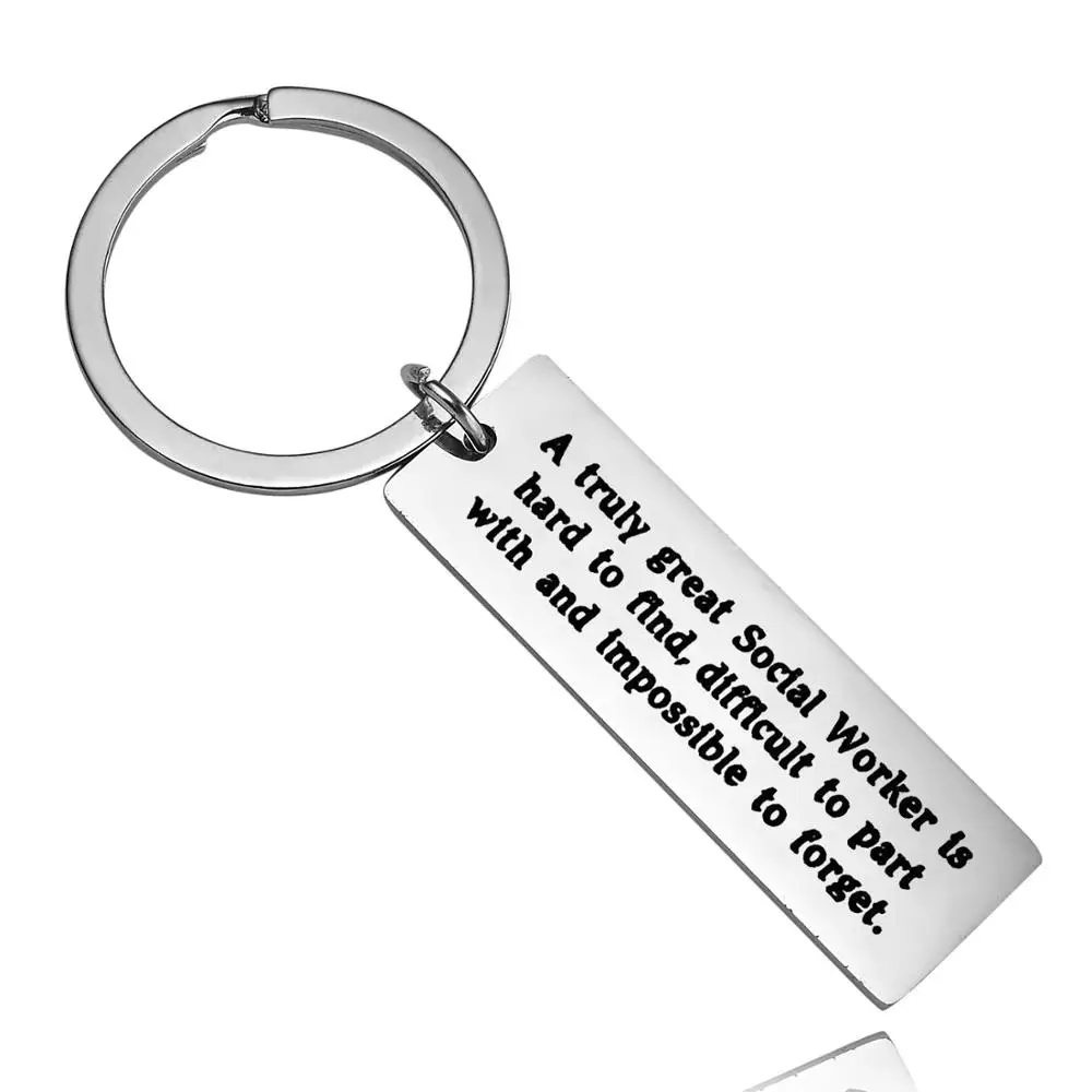 

12PC/Lot Stainless Steel Social Worker Gift A Truly Great Social Worker is Hard to Find Keychain Jewelry Gift for Her Keyring