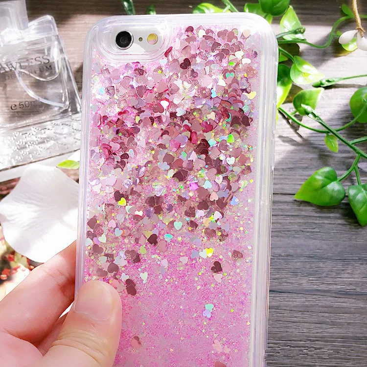 Девушки Мода Жидкий блеск песок мобильный телефон чехлы для iphone 6 s 5 5s 7 8 Plus чехол