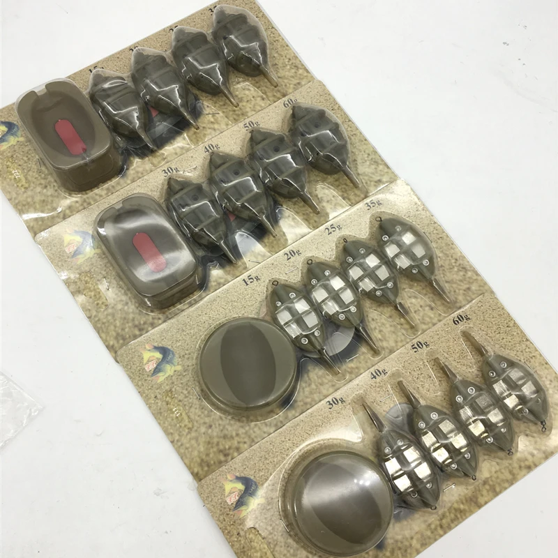 Карп Рыбалка комбо встроенный метод подачи 4 кормушки 15/20/25/35g 30/40/50/60 г набор форм для доставки прикорма и оснастки Метатель свинца грузило, высокое качество